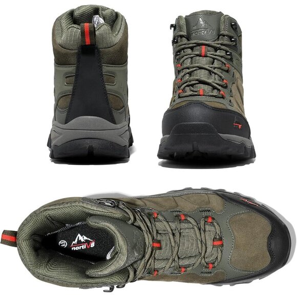 NORTIV 8 Men\'s Hiking Boots Mid Trekking Mountaineering Shoes Army Green
